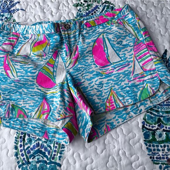LILLY PULITZER Adie Short You Gotta Regatta Resort Beach Summer Sail Boat Size 8 - Picture 5 of 7